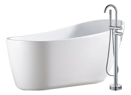 Solana Kit Bañera Ovalada 180x90 Cm Con Desnivel De Acrílico Solido + Grifo Independiente Monomando Cuello Cisne Silver / Kit Completo Bañera Acrílico De Alto Brillo y Grifo de Acero Inoxidable