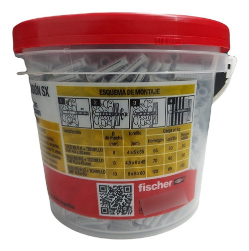 Imagen 4 de 9 de Tarugos Fischer Sx 6 Balde Tacho X 1800 Unid Ladrillo Hueco