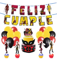 Comprar Combo De 16 Globos + Banderin Y Topers  Deadpool Y Wolverine Amarillo Deadpool Y Wolverine