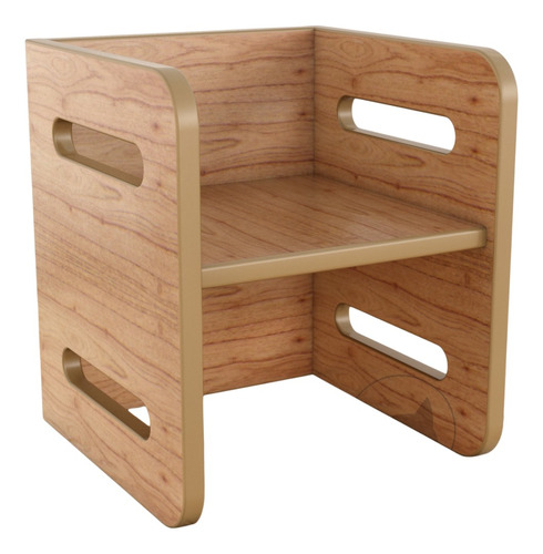 Silla Cubo Roble Montessori Infantil Mesa Doble Uso