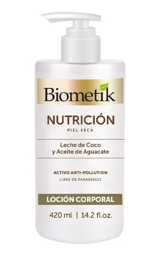 Loción Corporal Biometik Nutrición Coco Y Aguacate 420 Ml