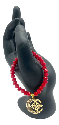 Paquete De 5 Pulseras Nudo De Bruja Con Luna Rojo
