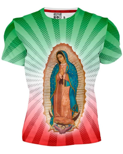 Playera  Full Virgen De Guadalupe Colores Bandera México