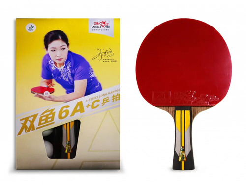 Paleta Ping Pong 6a-c Double Fish Tennis Mesa +pelota+funda Color Rojo/negro Tipo De Mango Fl (cóncavo)