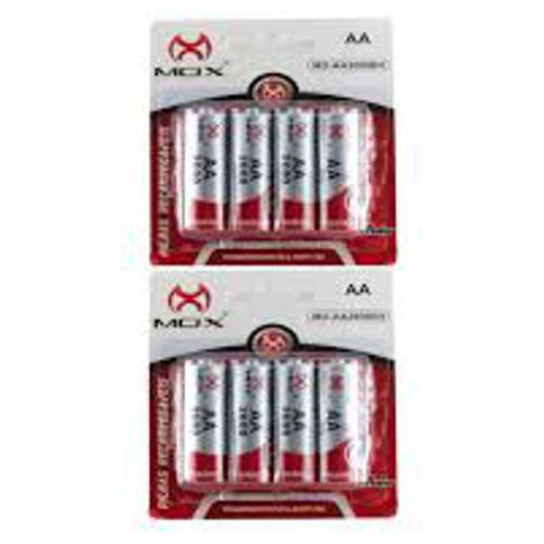 Kit Carregador Mox + 8 Pilhas Recarregáveis Mox Aa 2600 Mah