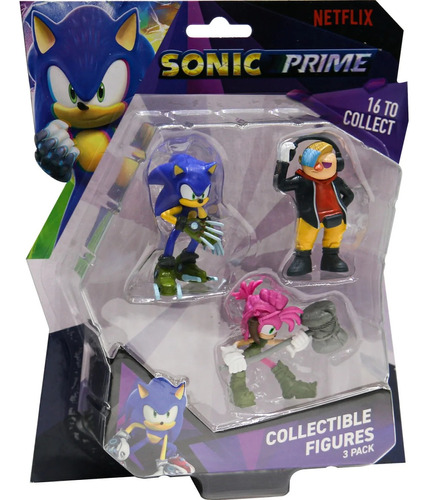 Muñeco Sega Figura Coleccionable Sonic Prime Original X3