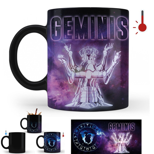 Imagen 3 de 3 de Taza Mágica Caballeros Del Zodiaco Géminis