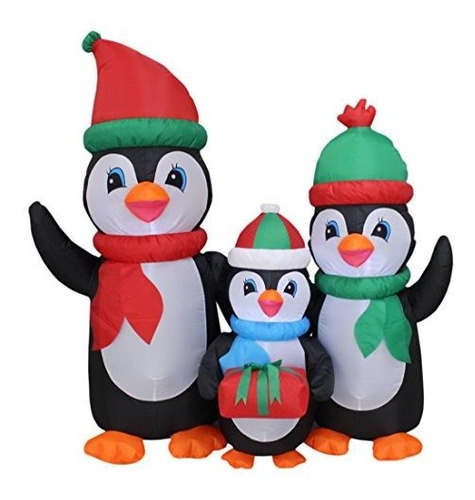 5 Pies De Altura Iluminada Familia De Pingüinos Inflable Co