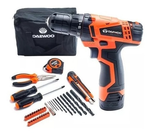 Imagen 1 de 5 de Taladro Inalámbrico Daewoo Dacd1210ck 12v + Accesorios