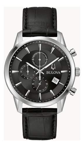 Reloj Bulova Clasico Sutton Crono 96b403 Para Hombre Color de la correa Negro