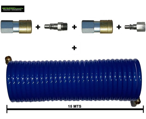 Kit Manguera Espiralada Compresor 15 M Ruhlman 2 Acoples Rap