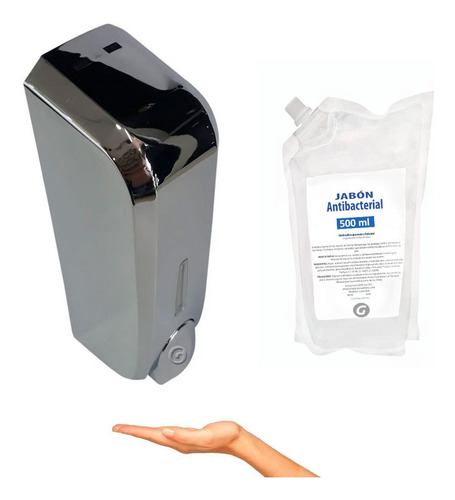 Kit Dispensador Jabon 300ml + Jabon Antibacterial 500ml. 