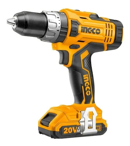 Taladro atornillador inalámbrico de 10mm Ingco CIDLI2002-9 + 2 baterías de 2Ah + accesorio con caja de cartón