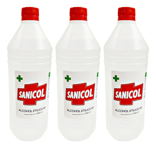 Alcohol Etilico Fino 96 Vol Sanicol Kit X 3 Litros