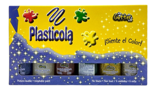 Adhesivo Vinilico Plasticola 38g.x 6 Glitter Surtido 1
