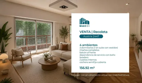 Departamento En Venta 4 Ambientes Con Cochera.