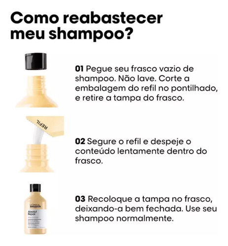 Shampoo L'oréal Absolut Repair Gold 240ml - Refil