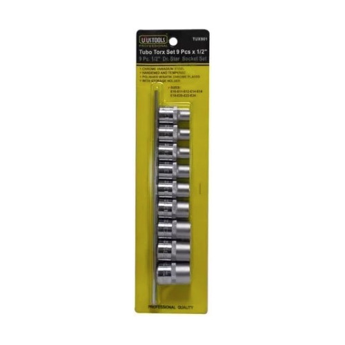 Juego Dado Tubo Torx Set 9pcs X 1/2¨ E10 - E24