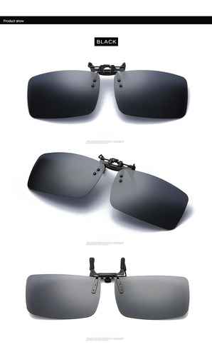 Lentes Sol Flip Up Clip Polarizado Uv P/recetados Importados Flip Up Amarillo Nocturno-negro Amarillo Para Manejo Nocturno Negro Negro