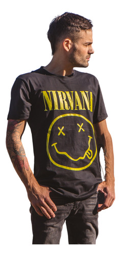 Remera Estampada Nirvana Algodón Jersey Peinado Premium