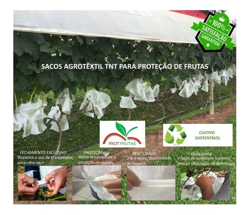 Kit Sacos Agro Tnt C/ Elástico Proteção Frutas 