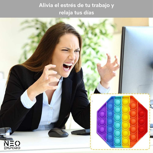 Imagen 4 de 8 de Set 3 Pop It Arcoiris - Juguete Anti Estrés Fidget Regalo
