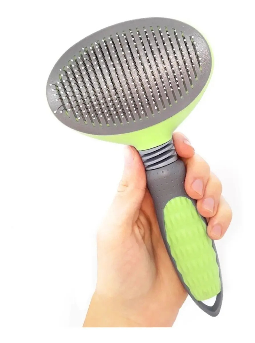 Escova Pelos Pet Automatica Rasqueadeira Magica Gato Cao New Cor Verde