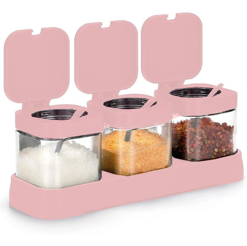 Especiero Organizador De Especias Cristal Cocina 3 Frascos