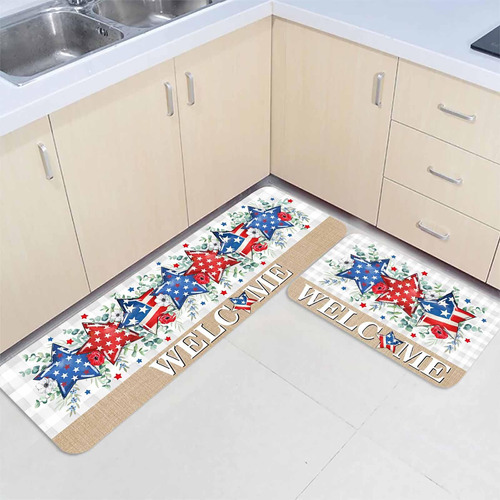 Alfombras Patrioticas De Cocina De Bienvenida Para Piso, 2 P