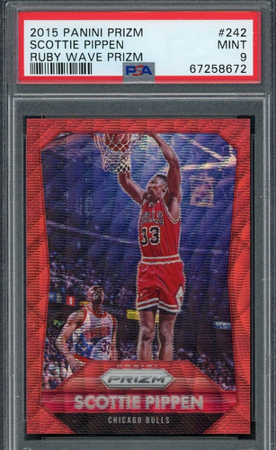 Tarjeta Scottie Pippen 2015 Panini Prizm Ruby Wave 242 Psa C