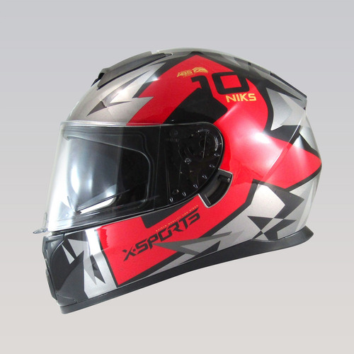 Casco Integral Con Lentes X Sports M66sv Rojo Gris