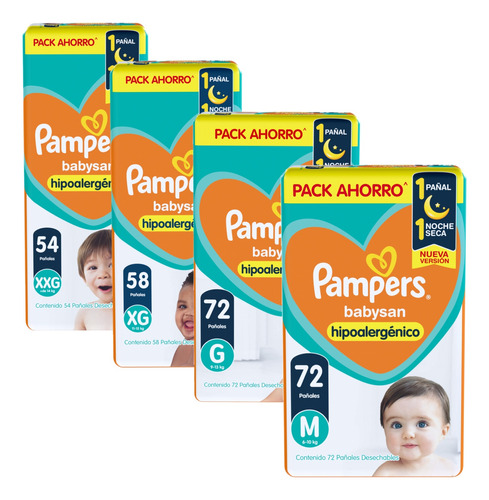 4 Packs Pampers Babysan Pack Ahorro Todos Los Talles