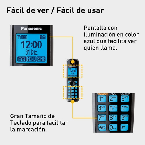 Teléfono Inalámbrico 2 Auriculares Kx-tg4112meb Color Negro