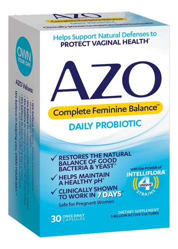 Azo ® Equilibrio Femenino Completo Con Probióticos 30 Caps Sabor Sin Sabor