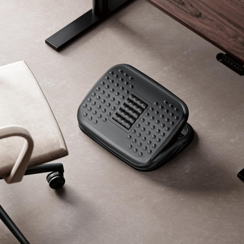 FOH Reposapiés Gaming Oficina Ergonómico Ajustable con Rodillos de Masaje Súper Cómodo Oficina JBA-003 Color Negro