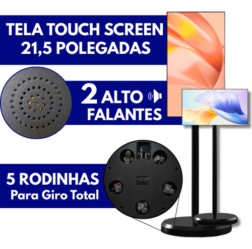 Smart Touch Screen Tv Com Tela 21 Polegadas Android Portátil