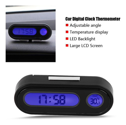Termómetro Reloj Digital Led Electrónico Para Coche 2 En 1