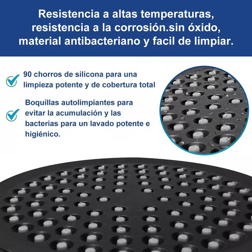 Cabezal De Ducha Regadera Para Baño Redonda Modernas Negro