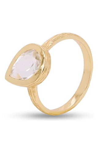 Anillo De Oro Vermeil Con Piedra Preciosa Para Mujer