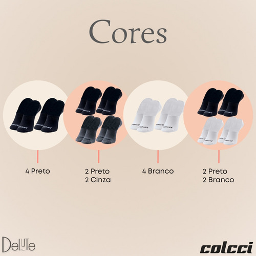 Kit 4 Meias Colcci Sapatilha Super Invisível Com Silicone