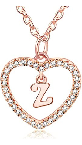 Mailatime Rose Gold Pendant Necklace For Women, Cute Letter