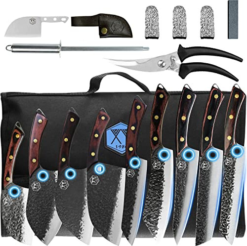 Xyj Authentic Since 1986,9pcs Forged Knife Set,serbian Chef