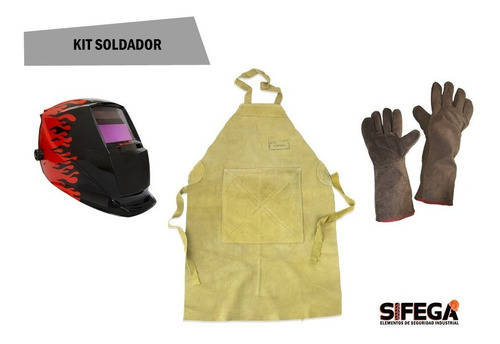 Kit Soldador Máscara Fotosensible+delantal Con Plomo+guante 