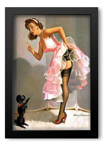 Quadro Decorativo Pin Up Danando Com Cachorrinho