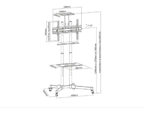 Soporte Piso Pedestal Tv Con Estante Mesa 32 A 60 Refyd-1500