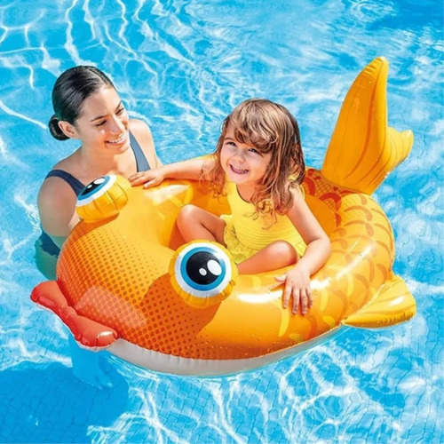 Boia Infantil Para Crianças Inflável Peixe Amarelo 3-6 Anos