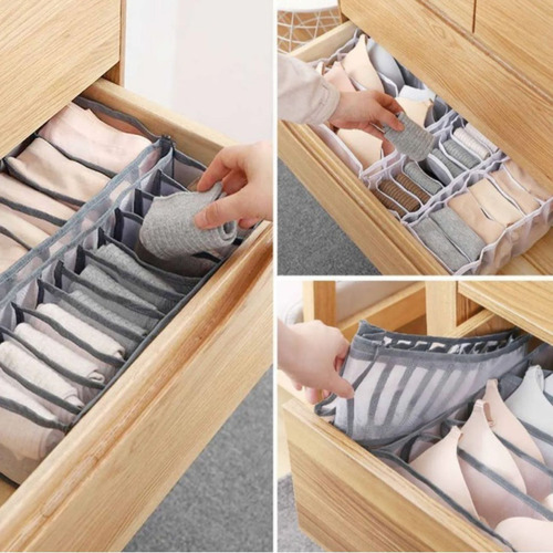 Organizadores de roupascaixas Aeb Variedades Organizador de Roupa Íntima tamanho m com 3 divisores x 3 color cinza