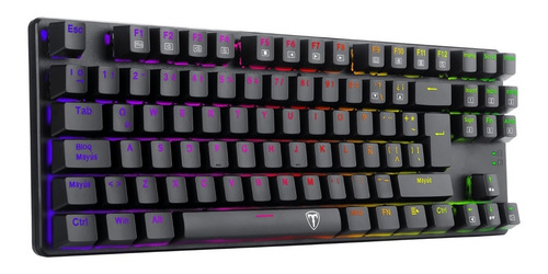 Teclado gamer T-Dagger Bora T-TGK315 QWERTY T-Dagger Blue español color negro con luz RGB