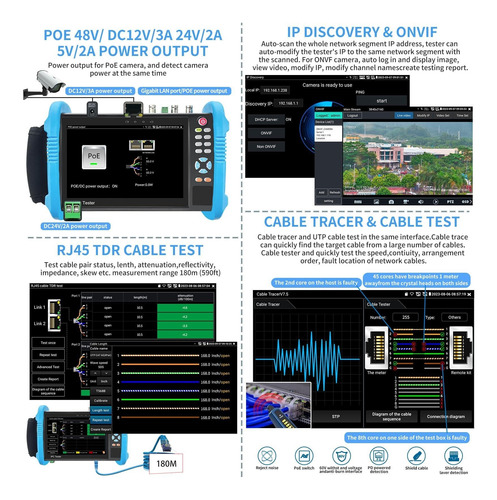 Cctv Tester 4k Probador De Cámaras Ip Con Trazador De Cables