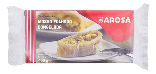 Massa Folhada Semilaminada Congelada Arosa Pacote 400g